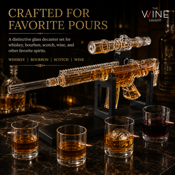 Whiskey Decanter Set Ar Limited Edition Wooden Silencer Stopper 800 Ml 4 12OZ Bullet Glasses Unique