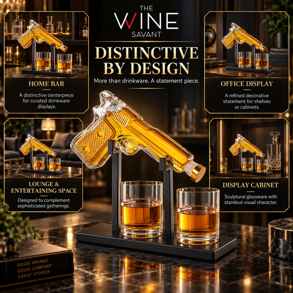 Pistol Whiskey Decanter Set 7 7 Oz With Two 10 5 Oz Glasses Premium Barware Gift