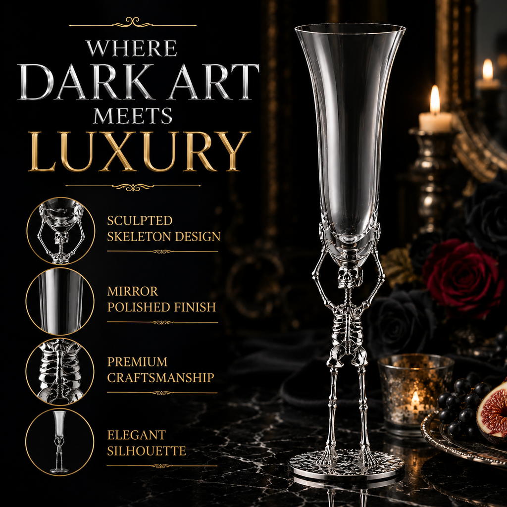Skeleton Champagne Flute Glass Single 7 5OZ Halloween Skeleton Glasses 10 H Goth Gifts Skeleton Gift