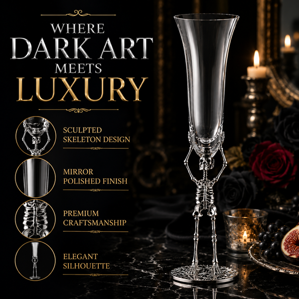 Skeleton Champagne Flute Glass Single 7 5OZ Halloween Skeleton Glasses 10 H Goth Gifts Skeleton Gift
