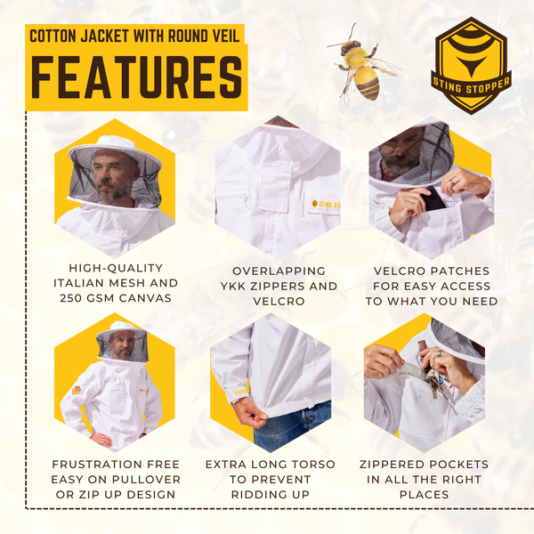 Classic Cotton Beekeeping Jacket with Round Veil