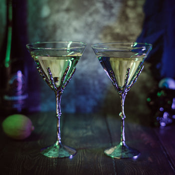 Stemmed Skeleton Martini Glasses Set of 2