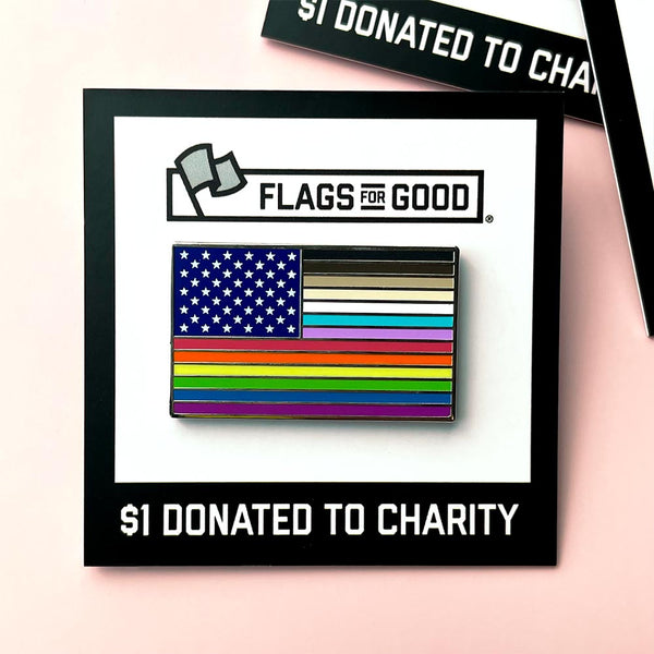 "For All" Rainbow USA Pride Flag Enamel Pin by Flags For Good