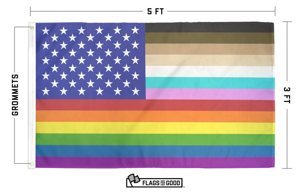 "For All" Rainbow United States Flag by Flags For Good