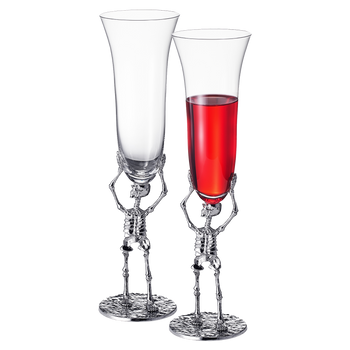 Stemmed Skeleton Champagne Flute Glass | Set of 2 | 7.5oz