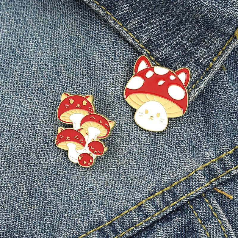 Anime Red Mushroom Enamel Pin Cute Brooch Cartoon Backpack Lapel Jewelry Gift Wholesale