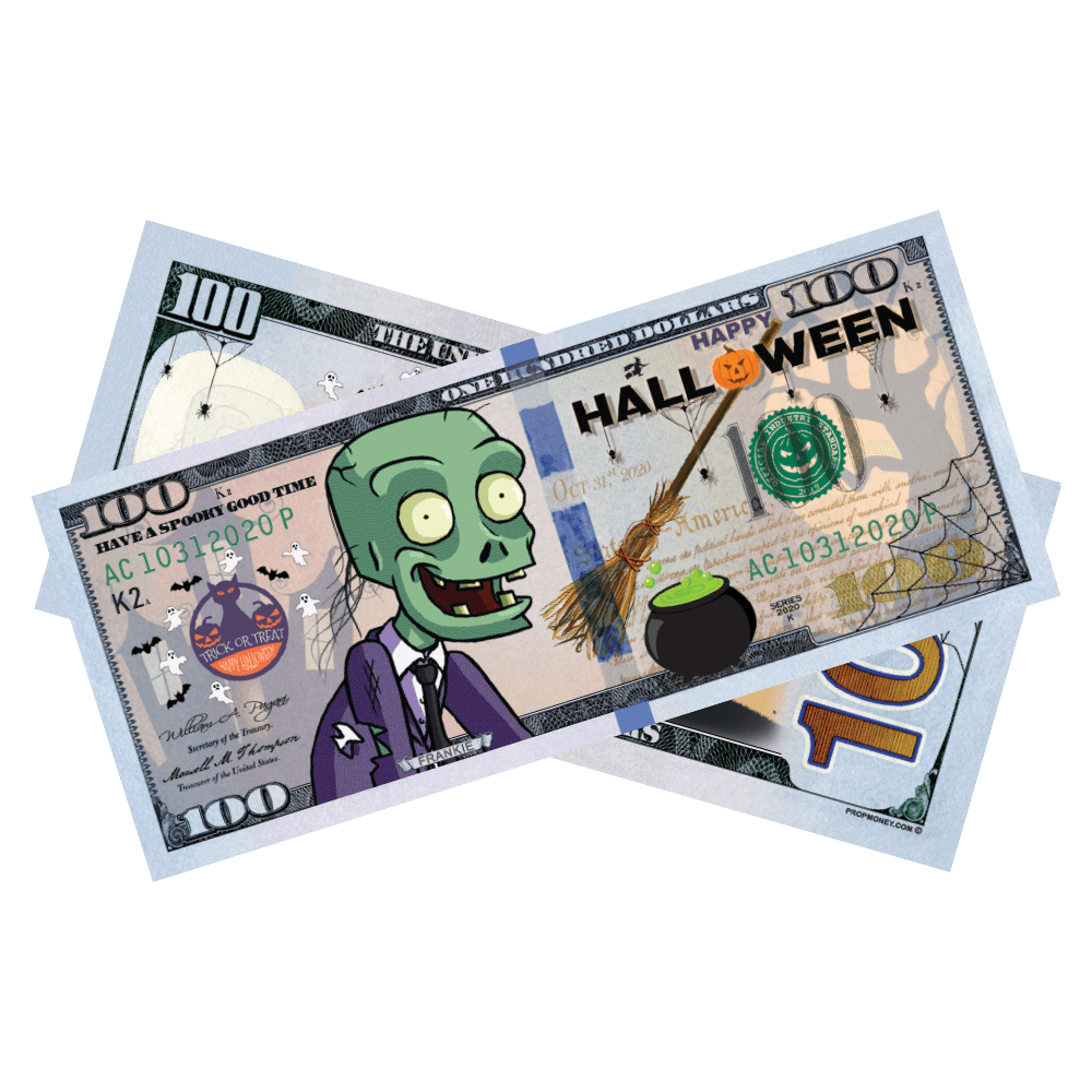 100x $100 Halloween Frankie Bills by Prop Money Inc