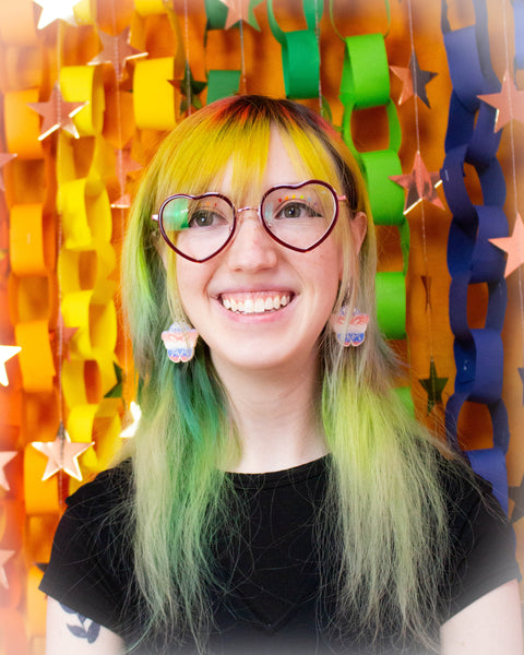 Moth Rainbow Pride Statement Dangle Earrings