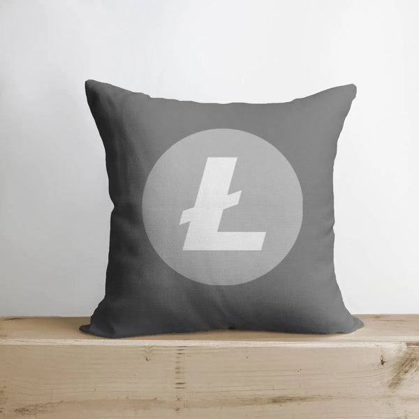 Litecoin Pillow | Double Sided | Litecoin Merch | Crypto Plush | Pillow Defi | Throw Pillows | Down Pillows | Crypto Pillows | Handmade in USA by UniikPillows