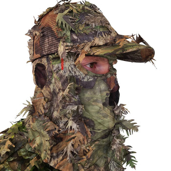 2-in-1 FRONT Leafy Face Mask and Camo Hat (Adj, OSFM)