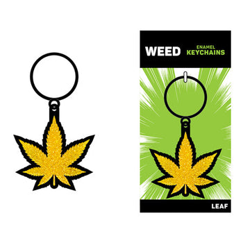 Weed Keychain Gold Glitter Marijuana Leaf by Sexology