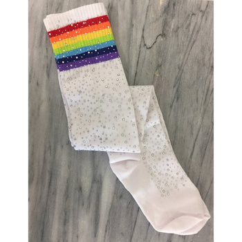 Over the Knee Jeweled Rainbow Glam Disco Socks (Black or White Rainbow) by The Bullish Store