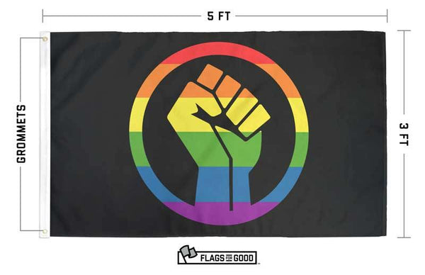 Rainbow Pride Fist Flag