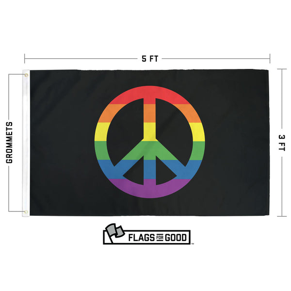 Rainbow Peace Sign Flag