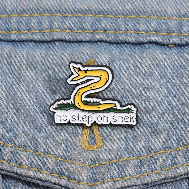 Cute Snake Enamel Pins - No Step On Snek Brooches Lapel Badges Cartoon Animal Jewelry Gift