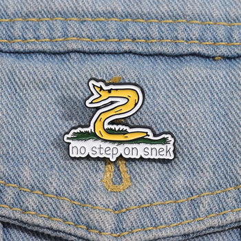 Cute Snake Enamel Pins - No Step On Snek Brooches Lapel Badges Cartoon Animal Jewelry Gift