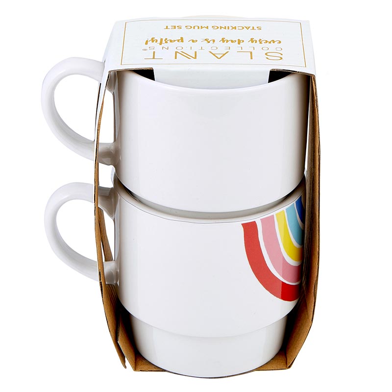 Set of 2 Rainbow Stacking Mugs | Ceramic Mug Set by The Bullish Store