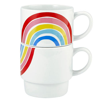 Set of 2 Rainbow Stacking Mugs | Ceramic Mug Set by The Bullish Store