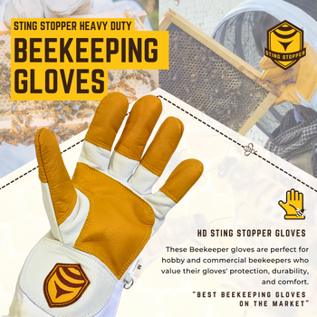 Sting Stopper Heavy Duty Goat Skin Beekeeping Gloves - Beekeeper White