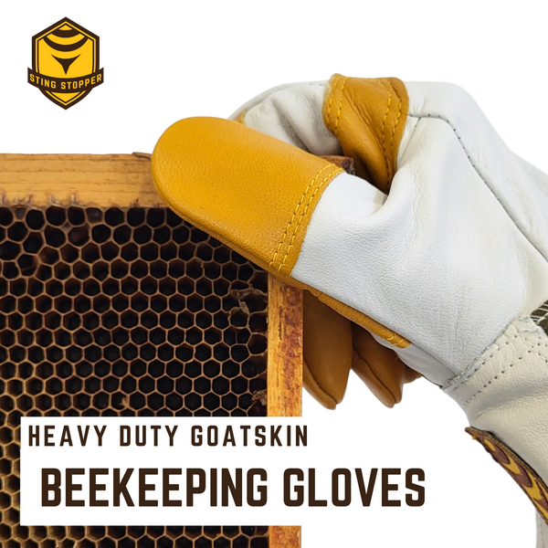 Sting Stopper Heavy Duty Goat Skin Beekeeping Gloves - Olive Green