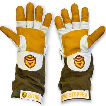 Sting Stopper Heavy Duty Goat Skin Beekeeping Gloves - Olive Green