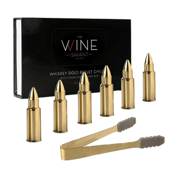 Bullet Whiskey Chillers Stones - 1.75in Whiskey Rocks, Set of 6 (Gold)