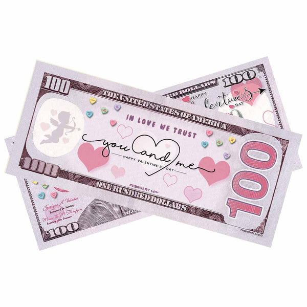 100x $100 Happy Valentine's Day Bills by Prop Money Inc