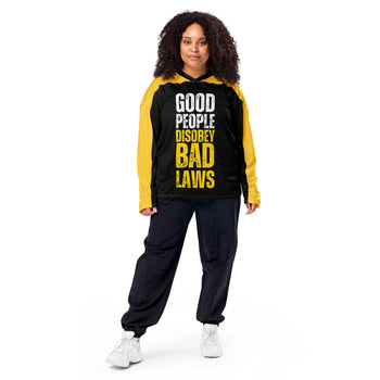 Good People Disobey Bad Laws Recycled hockey fan jersey