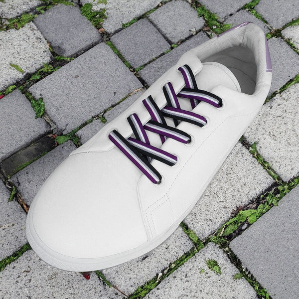 Asexual Flag Striped Shoelaces by Fundraising For A Cause