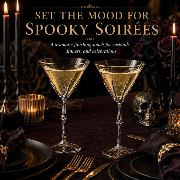Stemmed Skeleton Martini Glasses Set Of 2 By Skeleton Hand Glasses 9 H Goth Gifts Sk