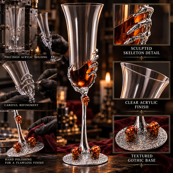 Stemmed Skeleton Champagne Glasses Set Of 2 By 7OZ Skeleton Glasses 9 H Goth Gifts S