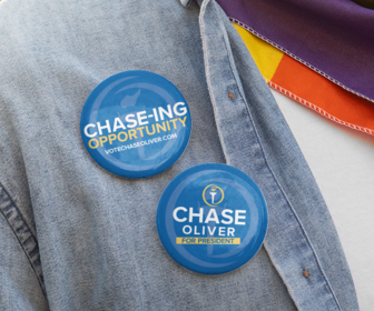 Chase Oliver for President Two Pack Variety Buttons 2.2''