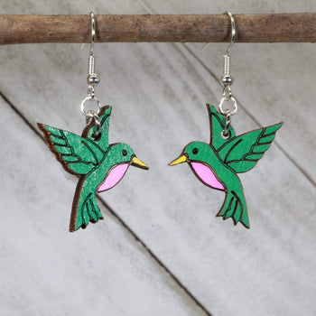 Hummingbird Wooden Dangle Earrings by Cate's Concepts, LLC