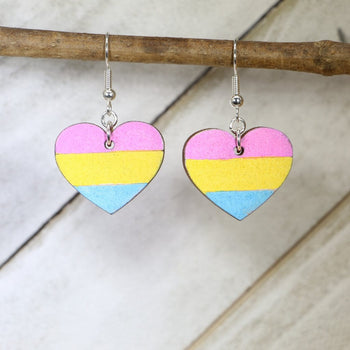 LGBTQIA+ Pansexual Heart Earrings by Cate's Concepts, LLC