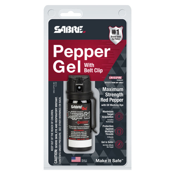 SABRE Crossfire Pepper Gel with Belt Clip for Personal Safety