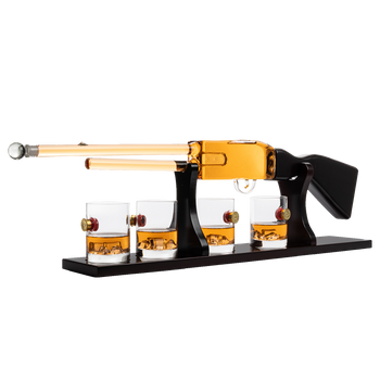 Shotgun Rifle Wine & Whiskey Decanter Set 20oz with Bullet Glasses