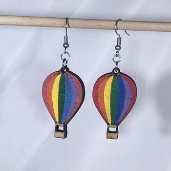 Rainbow Hot Air Balloon Dangle Earrings by Cate's Concepts, LLC