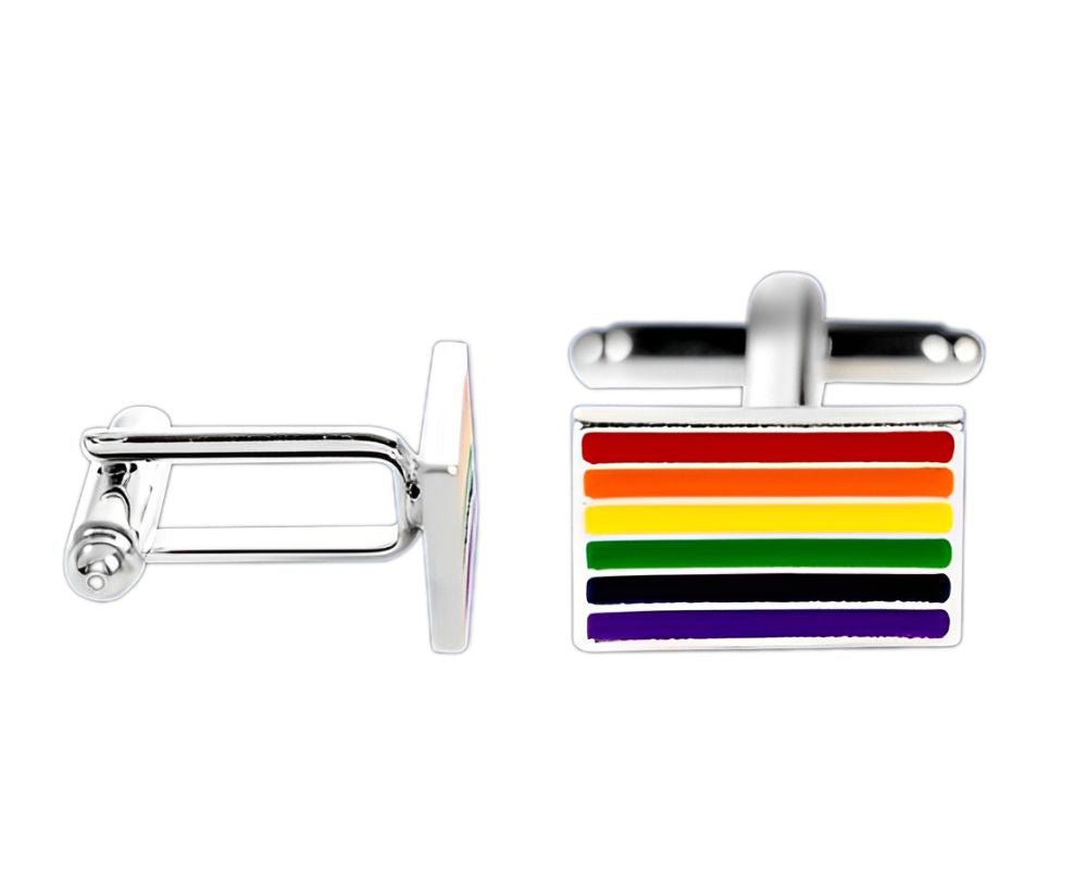 Rectangle Rainbow Flag Cufflinks by Fundraising For A Cause