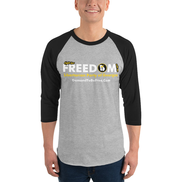 Fight for Freedom Libertarian Party of Georgia 3/4 sleeve raglan shirt