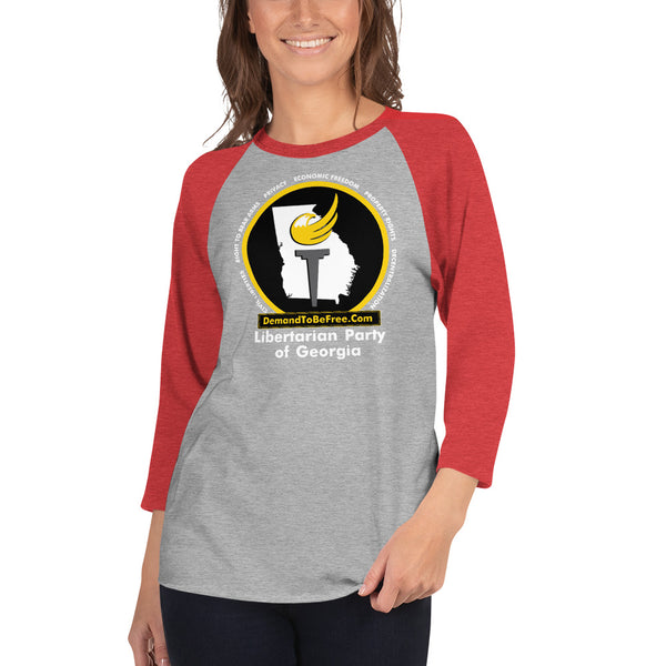 Libertarian Party of Georgia 3/4 sleeve raglan shirt