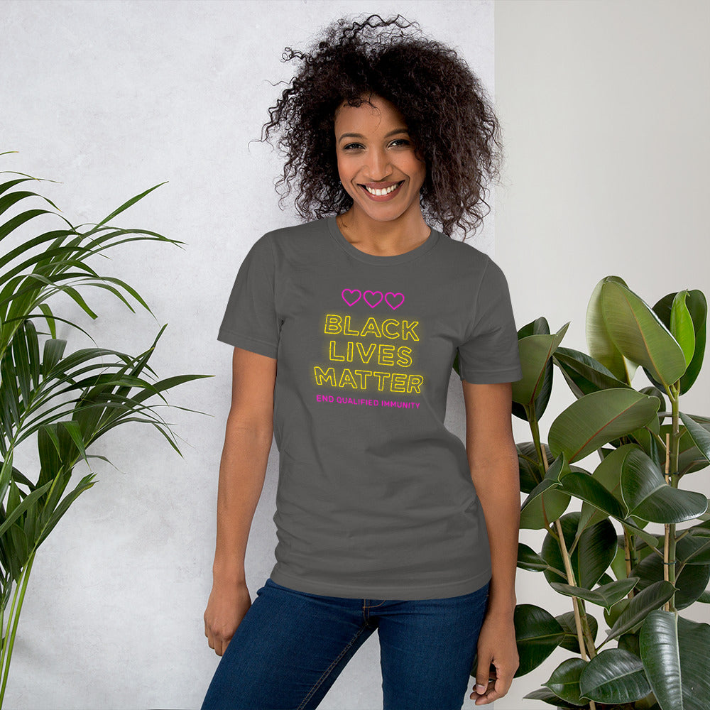 Black Lives matter Neon Short-Sleeve Unisex T-Shirt - Proud Libertarian - Peace Love Liberty