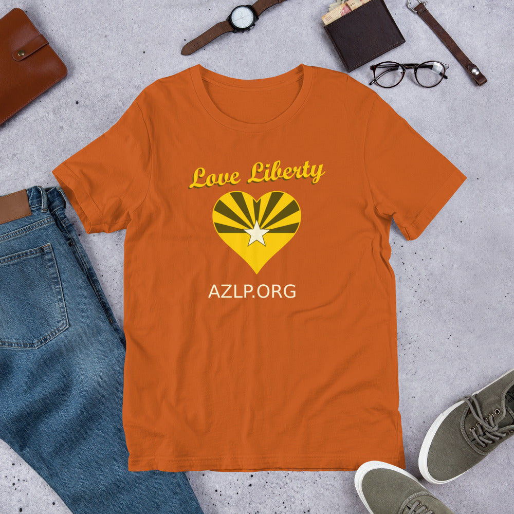Love Liberty Arizona Libertarian Party Unisex t-shirt - Proud Libertarian - Libertarian Party of Arizona