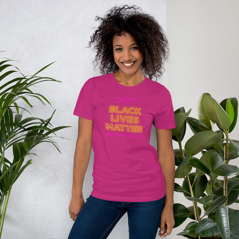 Black Lives matter Neon Short-Sleeve Unisex T-Shirt - Proud Libertarian - Peace Love Liberty