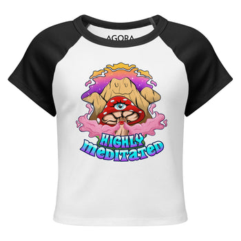 Highly Meditated Mushmore Women’s micro rib raglan baby tee