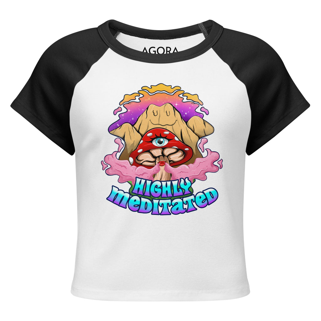 Highly Meditated Mushmore Women’s micro rib raglan baby tee