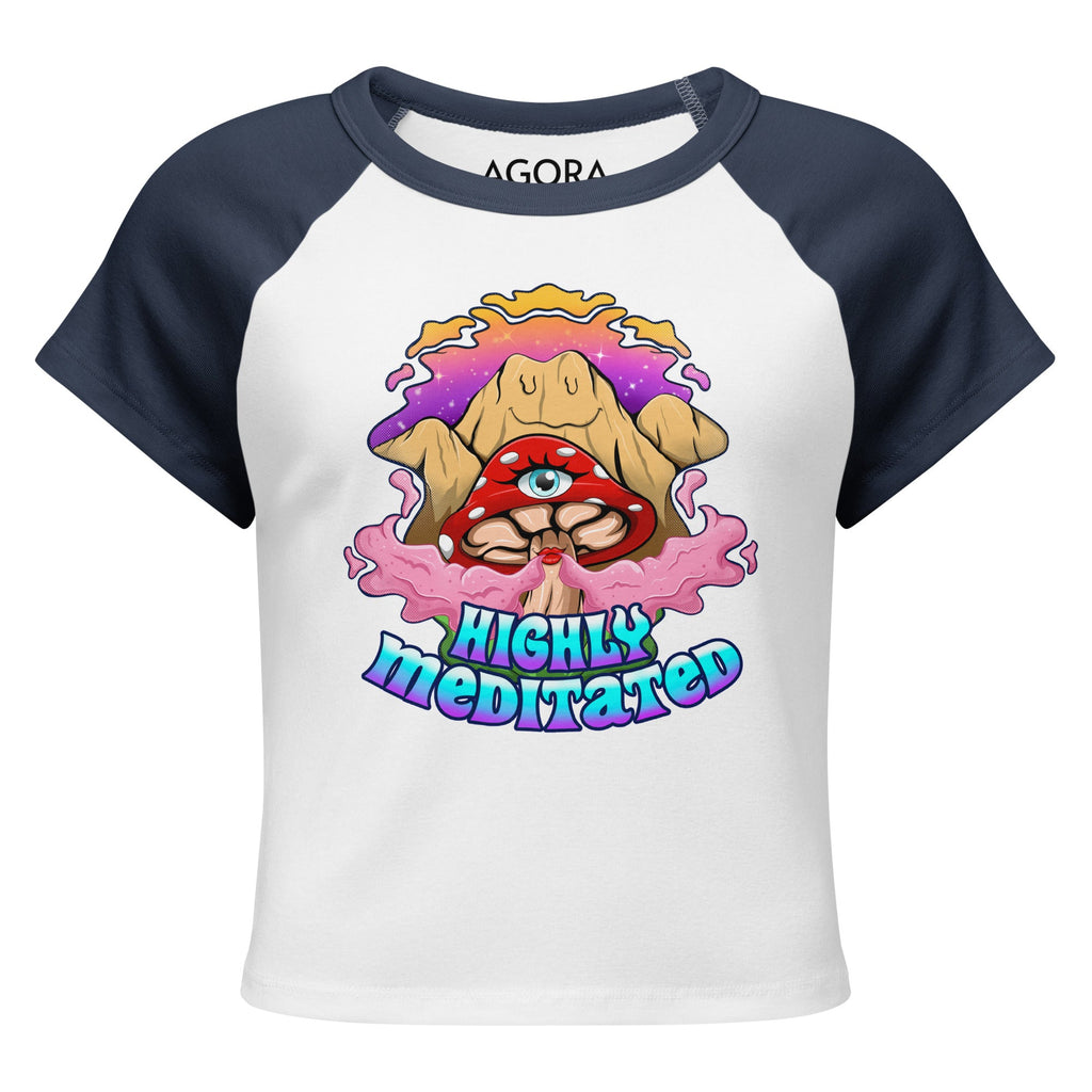 Highly Meditated Mushmore Women’s micro rib raglan baby tee