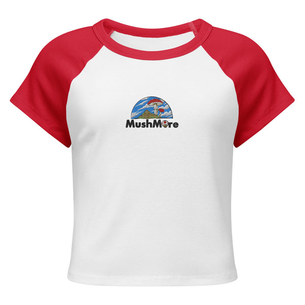 Mushmore Embroidered Women’s micro rib raglan baby tee
