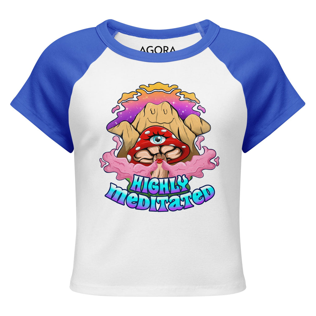 Highly Meditated Mushmore Women’s micro rib raglan baby tee