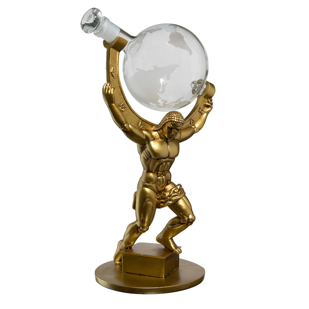 Atlas Bronze World Whiskey Decanter Globe - 15" Tall - With 2 World Glasses by The Wine Savant - Proud Libertarian - The Wine Savant