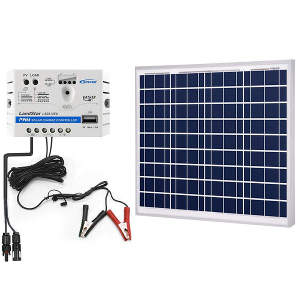 50W 12V Solar Charger Kit, 5A Charge Controller with Alligator Clips by ACOPOWER - Proud Libertarian - ACOPOWER